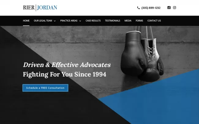 Screenshot of the Rier Jordan P.A. Website