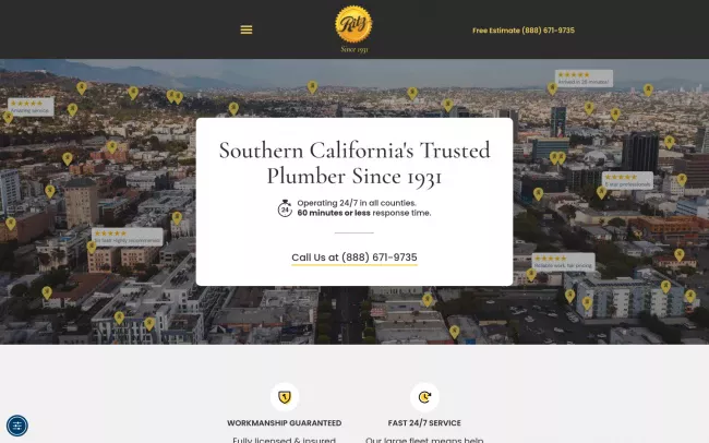 Screenshot of the Ritz Plumbing Website