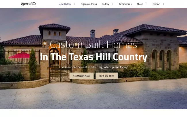 Screenshot of the River Hills Homes Website