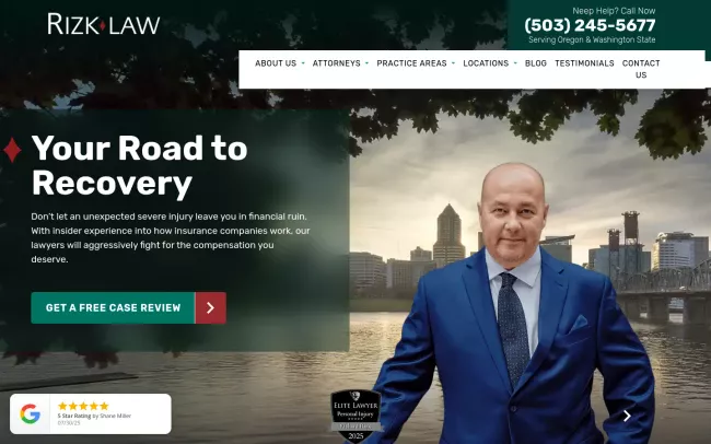 Screenshot of the Rizk Law Website
