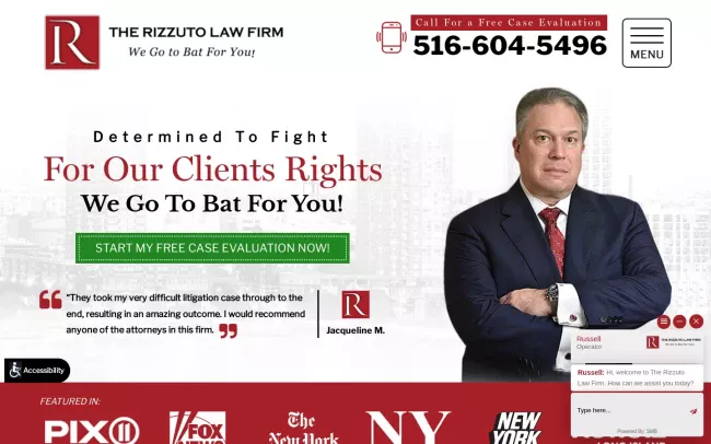 Screenshot of the The Rizzuto Law Firm Website