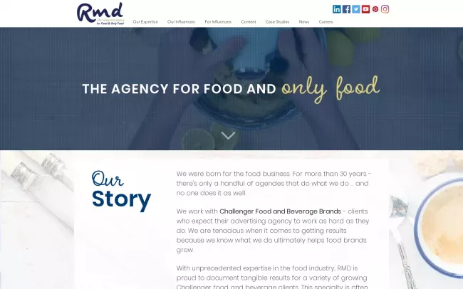 Screenshot of the RMD Advertising Website