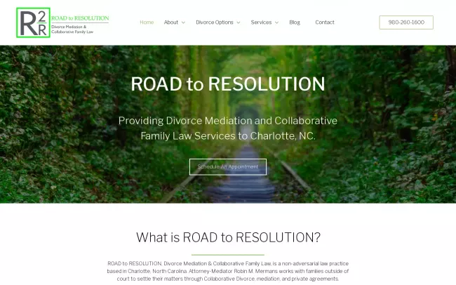 Screenshot of the ROAD to RESOLUTION Website