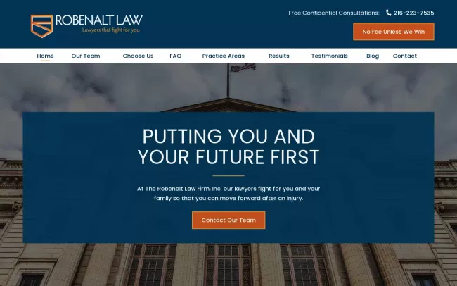 Screenshot of the The Robenalt Legal Firm, Inc. Website