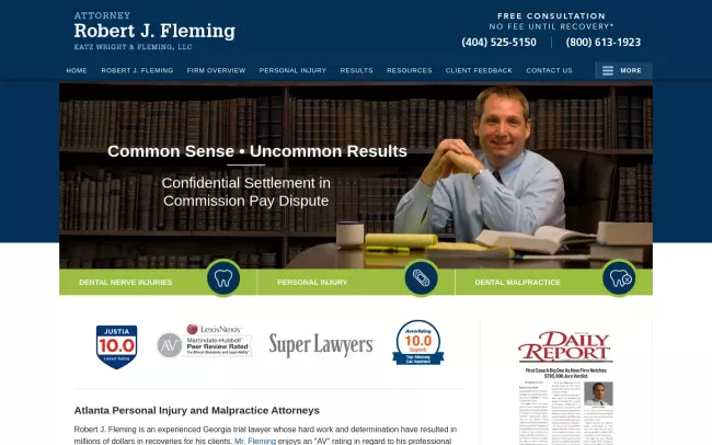 Screenshot of the Robert J. Fleming, Attorney at Law Website