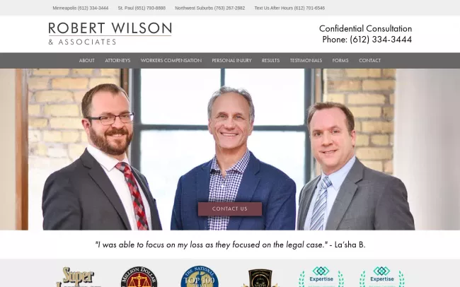 Screenshot of the Robert Wilson & Associates Website