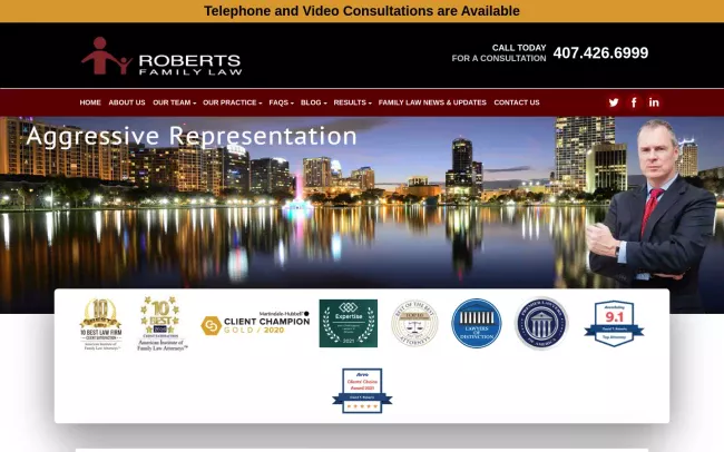 Screenshot of the The Roberts Family Law Firm Website