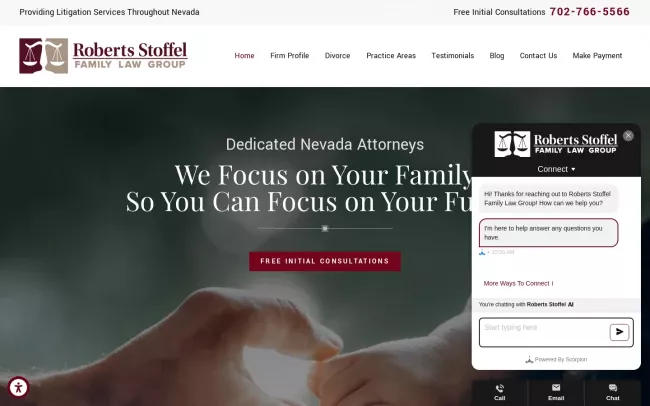 Screenshot of the Roberts Stoffel Family Law Group Website