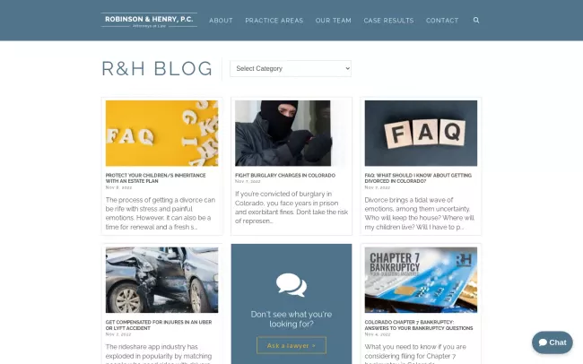 Screenshot of the Robinson & Henry Legal Insights Blog