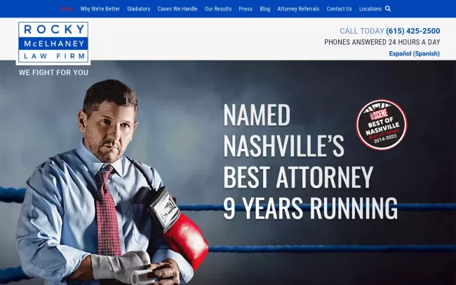 Screenshot of the Rocky McElhaney Personal Injury Lawyers Website