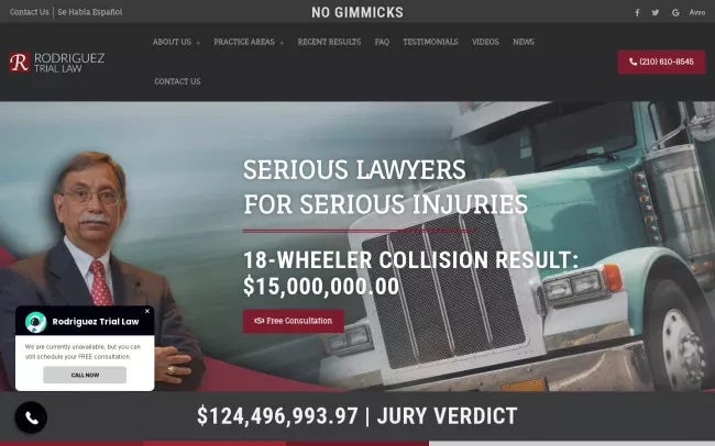 Screenshot of the Rodriguez Trial Law Website