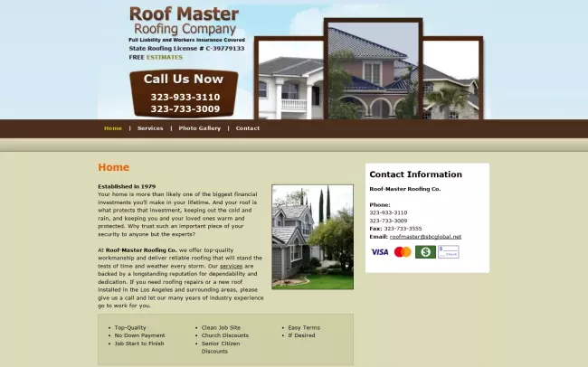 Screenshot of the StormSafe Roofers Website