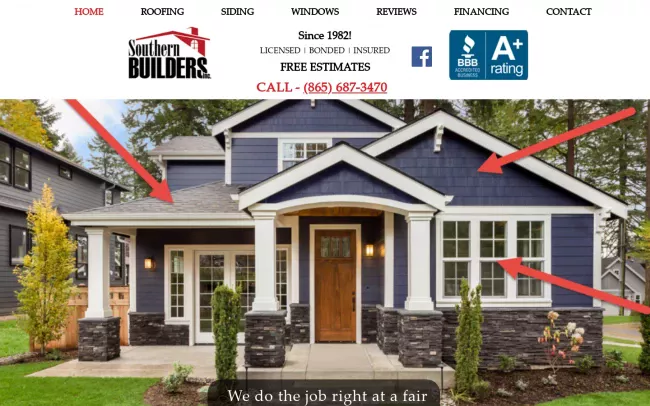 Screenshot of the Southern Builders Website
