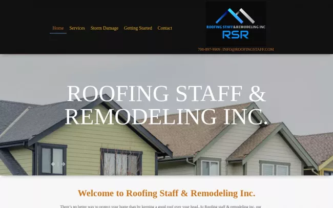 Screenshot of the Roofing Staff & Remodeling Inc Website