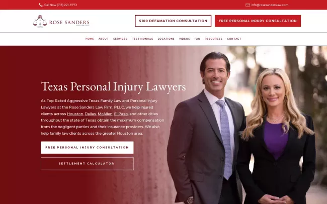 Screenshot of the Rose Sanders Law Firm, PLLC Website