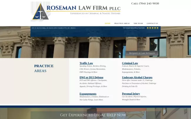 Screenshot of the Roseman Law Firm PLLC Website