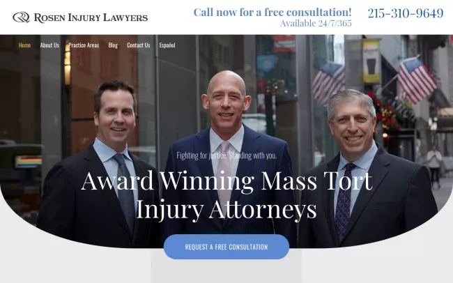 Screenshot of the Rosen Injury Lawyers Website
