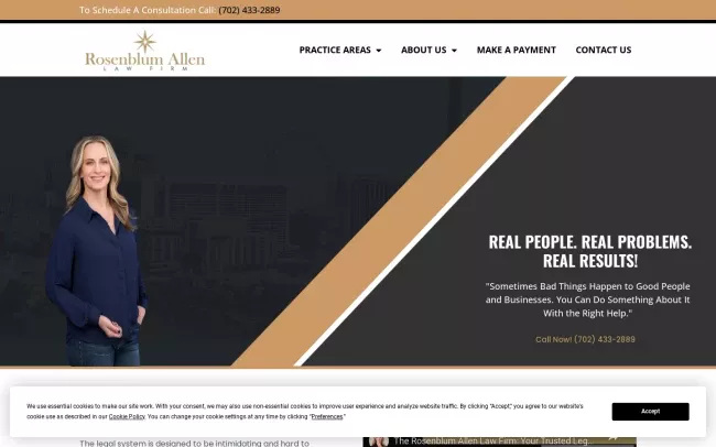 Screenshot of the The Rosenblum Allen Law Firm Website