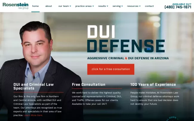 Screenshot of the Rosenstein Law Group Website