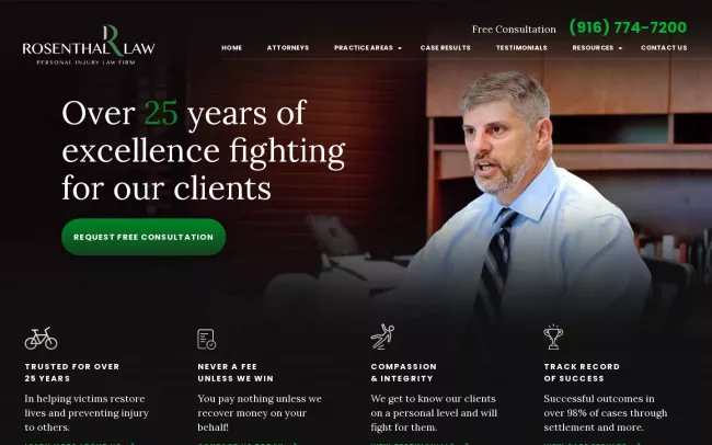 Screenshot of the Rosenthal Law Website
