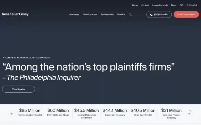 Screenshot of the Ross Feller Casey, LLP Website