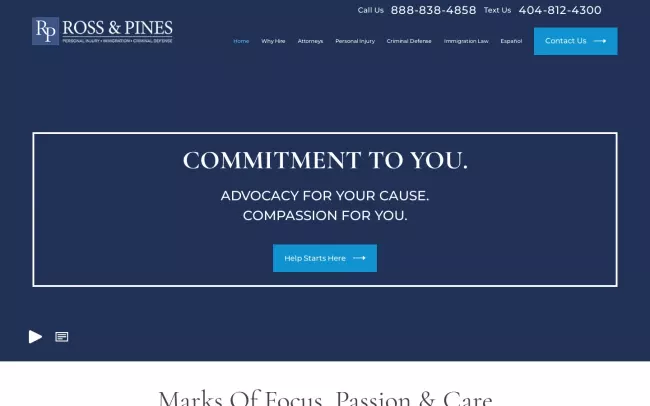 Screenshot of the Ross & Pines, LLC Website