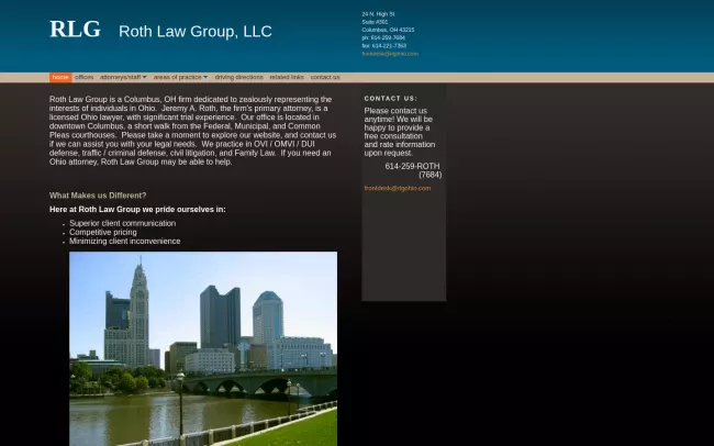 Screenshot of the Roth Law Group, LLC Website