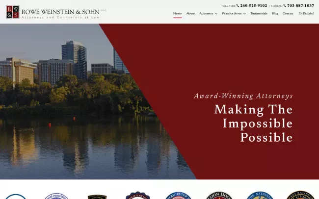 Screenshot of the Rowe, Weinstein & Sohn, PLLC Website