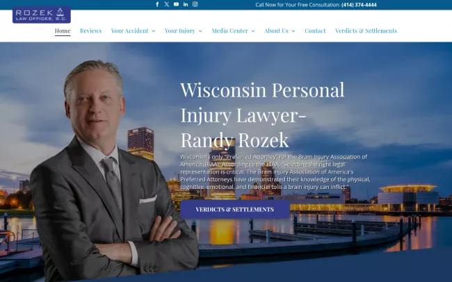 Screenshot of the Rozek Law Offices, S.C. Website