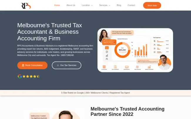 Screenshot of the RPS Accountants & Business Advisors Website