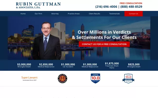 Screenshot of the Rubin Guttman & Associates, L.P.A. Website