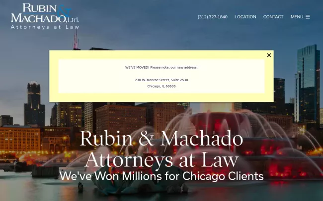 Screenshot of the Rubin & Machado, Ltd. Website