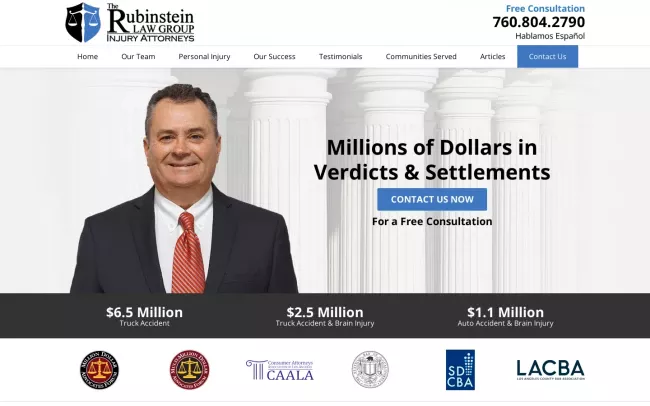 Screenshot of the The Rubinstein Law Group Website