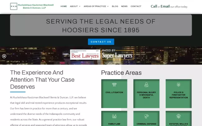 Screenshot of the Ruckelshaus Kautzman Blackwell Bemis & Duncan, LLP Website