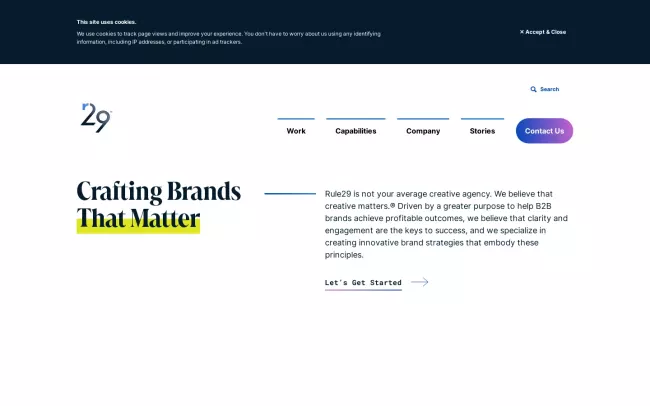 Screenshot of the Rule29 Website