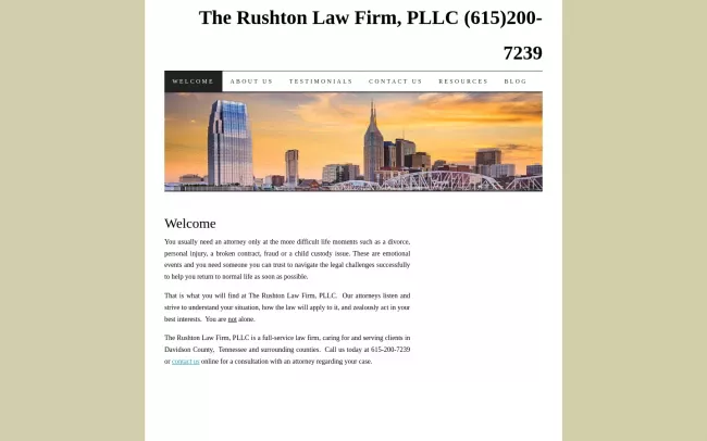 Screenshot of the The Rushton Law Firm, PLLC Website