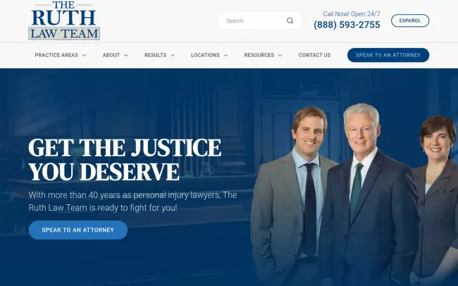 Screenshot of the The Ruth Law Team Website