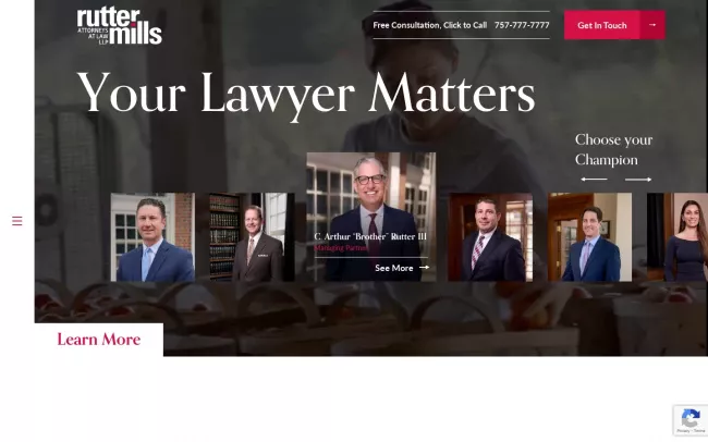 Screenshot of the Rutter Mills Personal Injury Lawyers Website