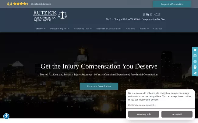 Screenshot of the Rutzick Law Offices Website