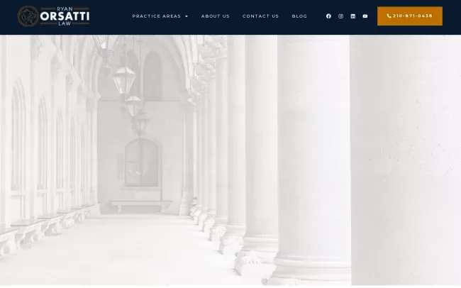 Screenshot of the Ryan Orsatti Injury Lawyer San Antonio Website