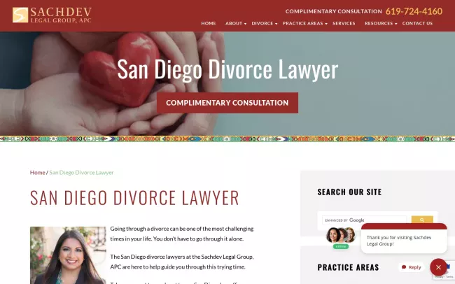 Screenshot of the Sachdev Legal Group, APC Website