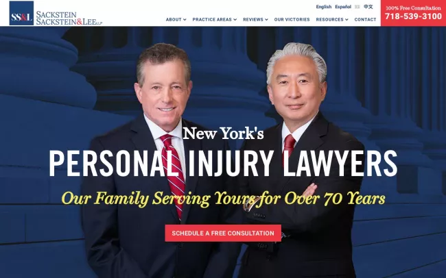 Screenshot of the Sackstein Sackstein & Lee, LLP Website