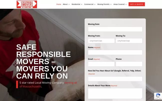 Screenshot of the Safe Responsible Movers Website