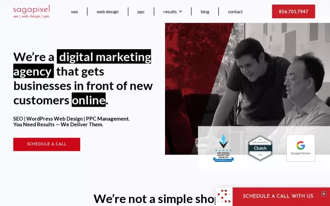 Screenshot of the Sagapixel Website