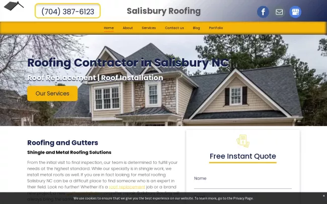 Screenshot of the Salisbury Roofing Website