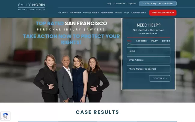 Screenshot of the Sally Morin Personal Injury Lawyers Website