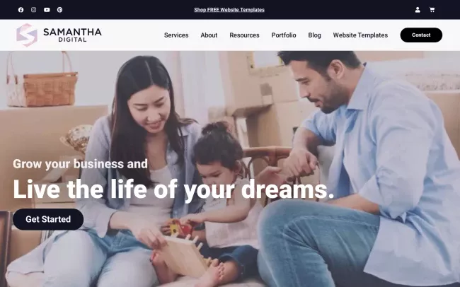 Screenshot of the Samantha Digital LLC Website
