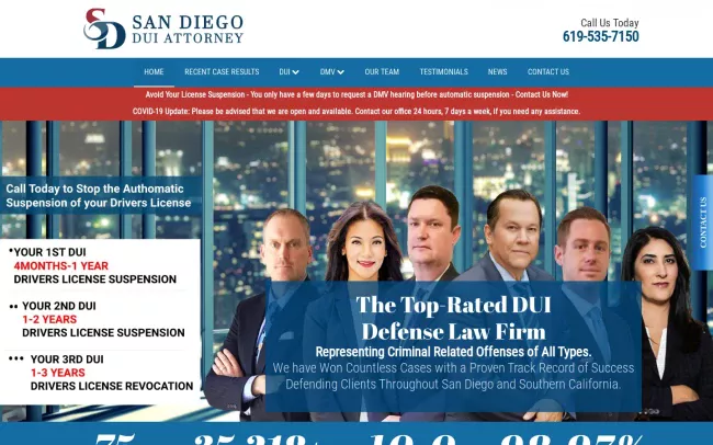 Screenshot of the San Diego DUI Attorney Website