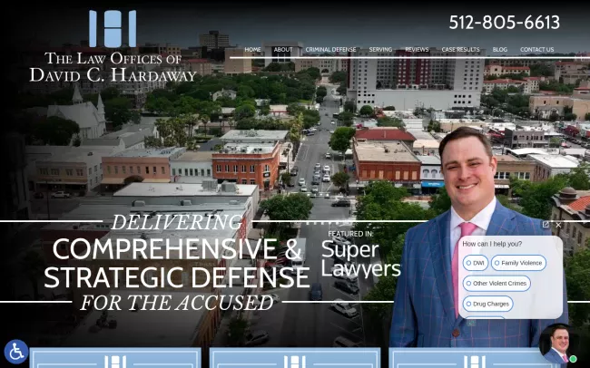 Screenshot of the David C. Hardaway - San Marcos Criminal Defense Lawyer Website