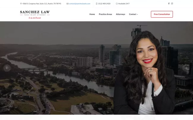 Screenshot of the Sanchez Law Website